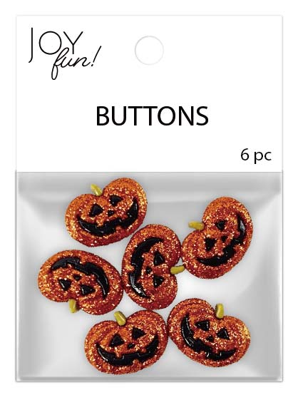 Halloween Pumpkin Glitter Button